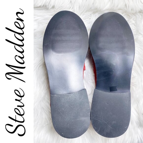 NWOB STEVE MADDEN MADISON RED SUEDE LEATHER LOAFER RESORT ELEGANT, WOMEN’S 9.5 - Picture 8 of 14